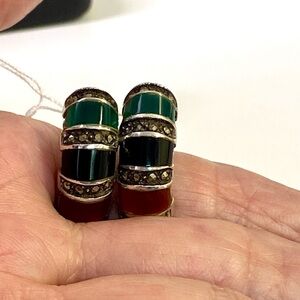 Vintage Silver Marcasite Hoop Earrings